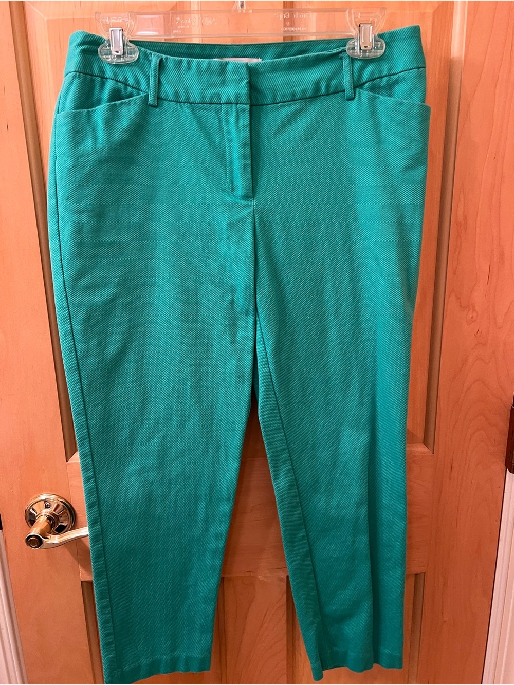 Liz Claiborne Teal Straight-Leg Textured Pants